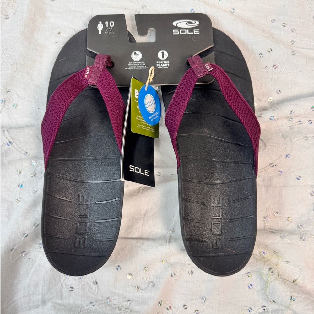 SOLE Women’s Orthopedic Costa Flip Sandals – Mulberry – Size 10 (EU 41) – NWT